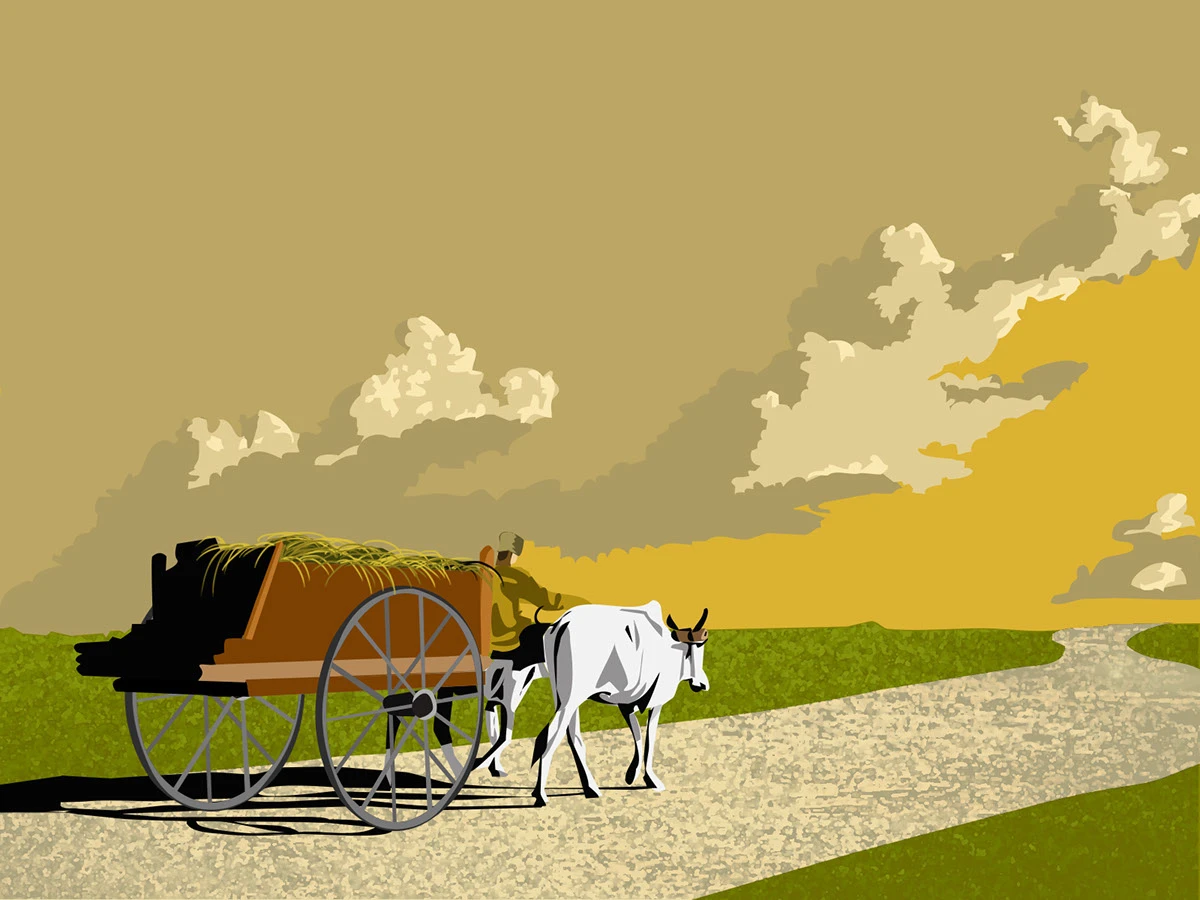 Farmer on cart